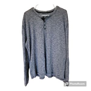 Express Mens Gray Long Sleeve Waffle Knit Thermal Shirt Size XXL Textured Henley